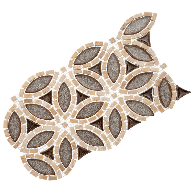 Alhambra Beige and Brown Glass Mosaic Tile Sheet