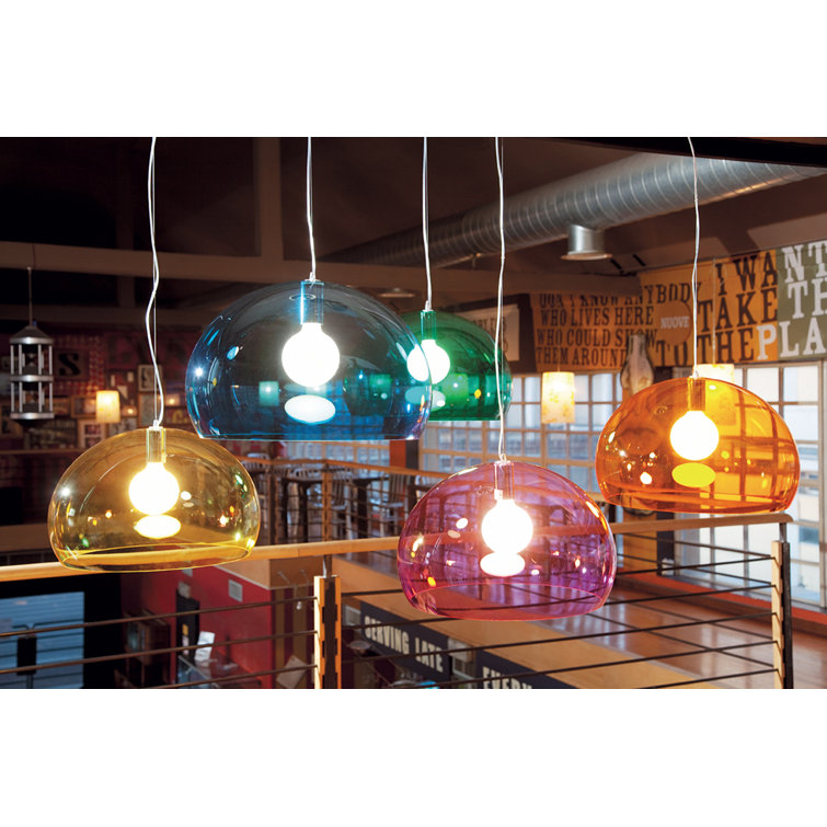 Matte Black 52cm LED Pendant Lamp with Crystal Accents