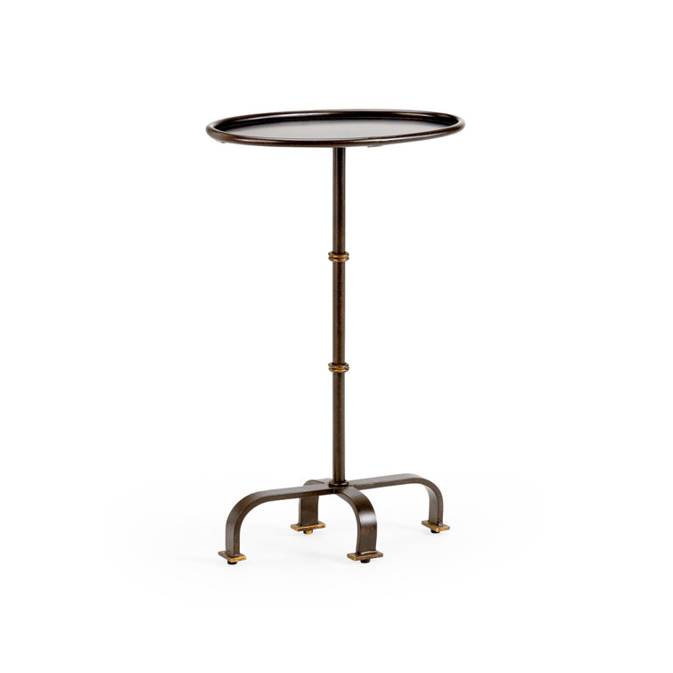 Round Metal and Wood Industrial Side Table