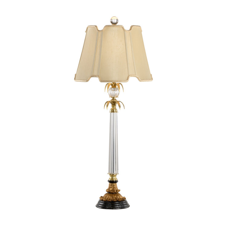 Elegant Black and Gold Buffet Lamp with Silk Shade