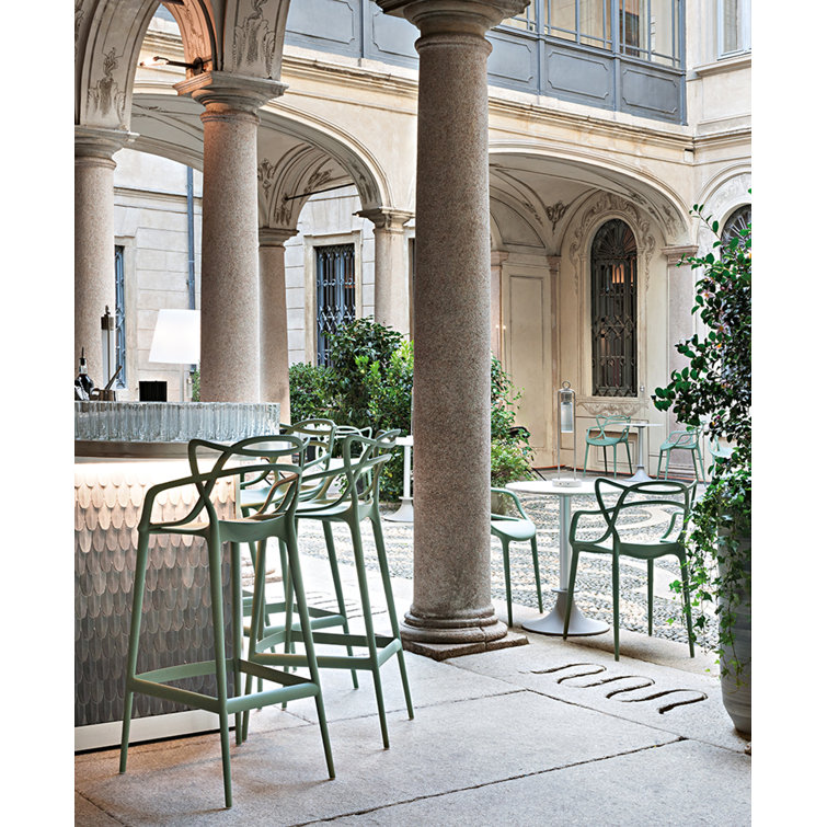 Sleek Masters 29.5" Gray and Black Modern Outdoor Stool