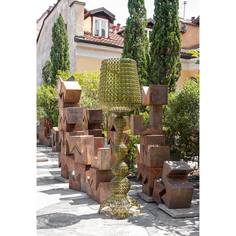 Kabuki Green Transparent Outdoor LED Cylinder Floor Lamp