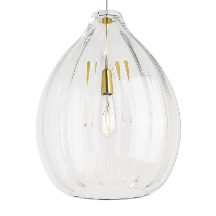 Harper Natural Brass and Clear Glass LED Pendant Light