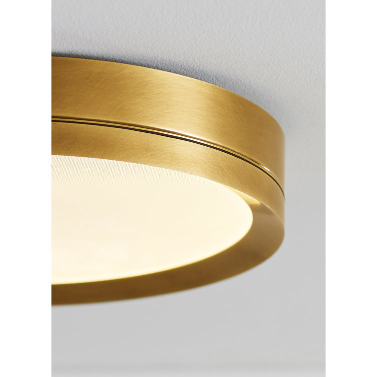 Contemporary 12" Plated Brass LED Flush Mount for Indoors/Outdoors