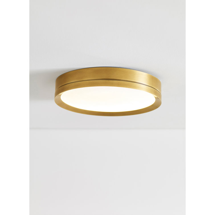 Contemporary 12" Plated Brass LED Flush Mount for Indoors/Outdoors