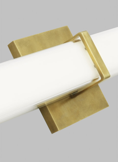 Milan 24.5" Natural Brass and White Glass LED Bath Bar