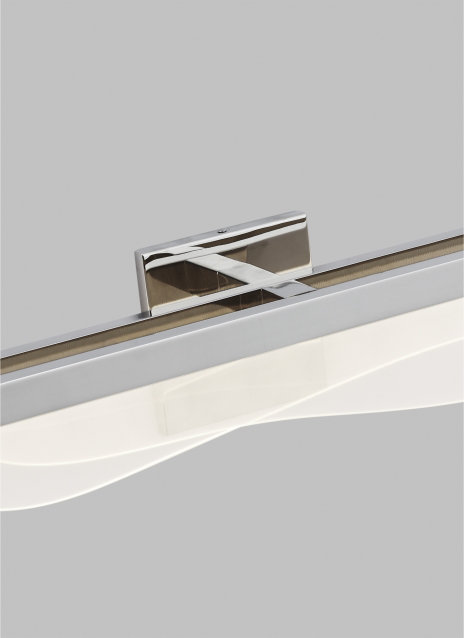 Nyra Polished Nickel 24.7" LED Bath Bar with Dimmable Acrylic Shade