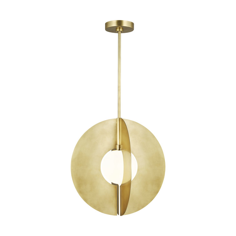 Orbel Grande 22" Natural Brass and Glass Round Pendant Light