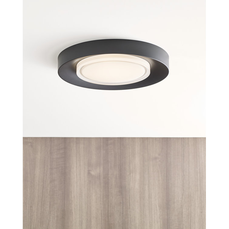 Hilo Nightshade Black Modern LED Flush Mount with Pressed Glass