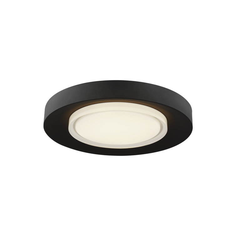 Hilo Nightshade Black Modern LED Flush Mount with Pressed Glass