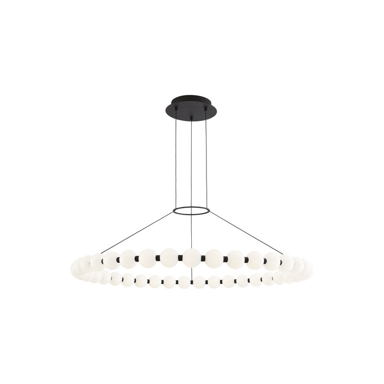 Nightshade Black Modern LED Chandelier 42" with Milk-Glass Orbs