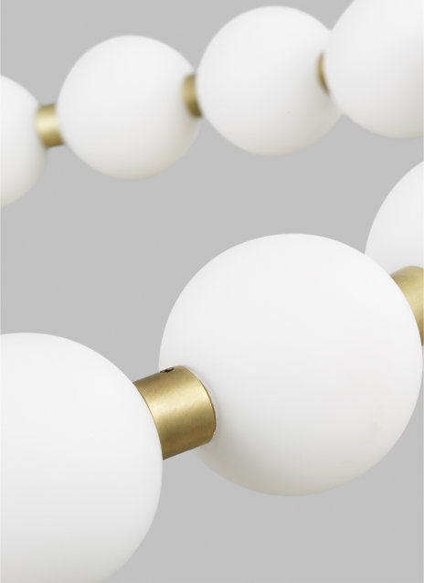 Orbet Natural Brass 42" LED Chandelier with Milk-Glass Orbs