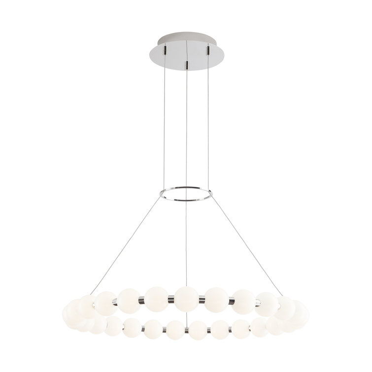 Orbet 30 Polished Nickel LED Chandelier with Milk-Glass Orbs