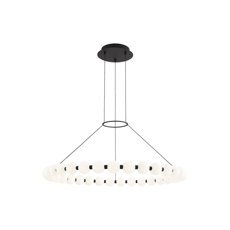 Nightshade Black 36" LED Chandelier with Milk-Glass Globes