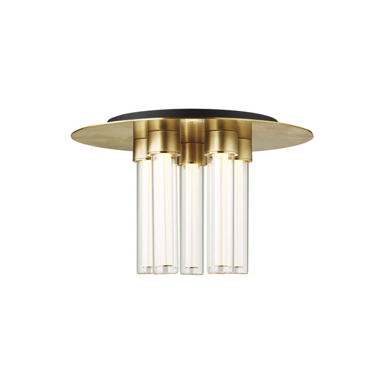 Kola Modern Brass and Glass 5-Light LED Flush Mount