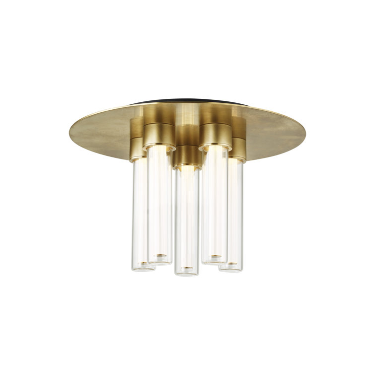 Kola Modern Brass and Glass 5-Light LED Flush Mount