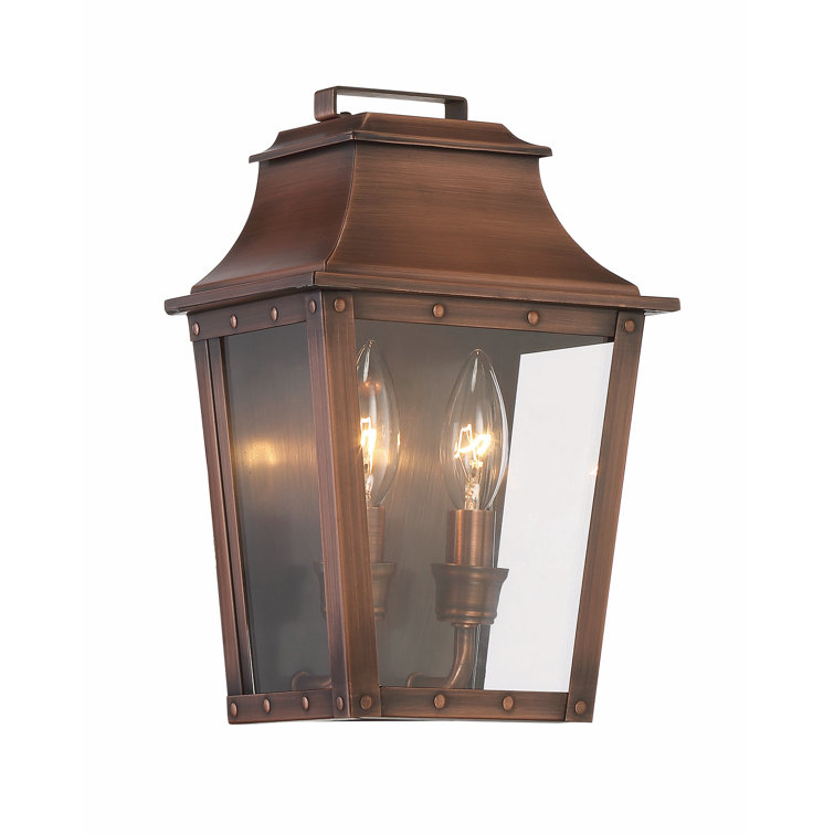 Copper Patina 11.5" Outdoor Wall Lantern with Clear Glass