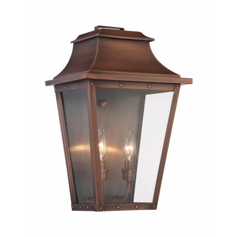 Copper Patina 11.5" Outdoor Wall Lantern with Clear Glass