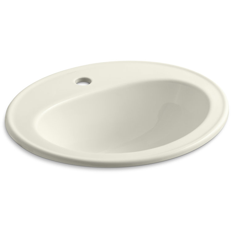 Pennington Biscuit Ceramic Oval Drop-In Bathroom Sink