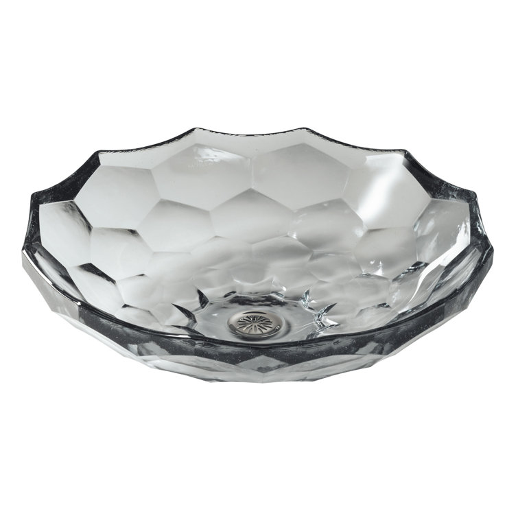 Ice Glass Faceted Oval Above-Counter Vessel Sink