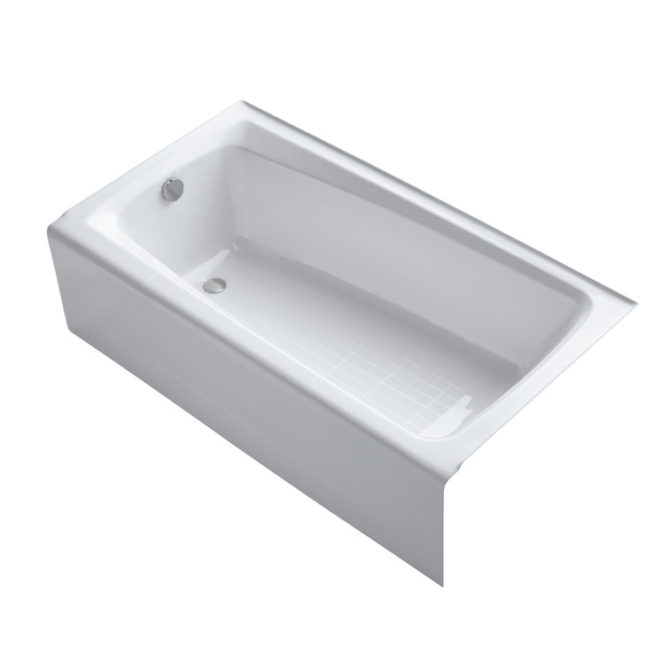 Mendota 60" White Cast Iron Alcove Bathtub with Left Drain