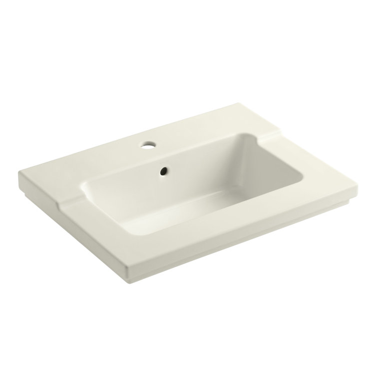 White Ceramic Vanity-Top Bathroom Sink with Single Faucet Hole
