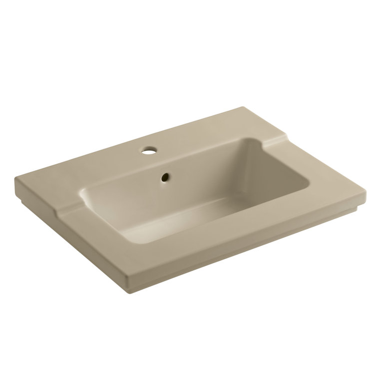 White Ceramic Vanity-Top Bathroom Sink with Single Faucet Hole