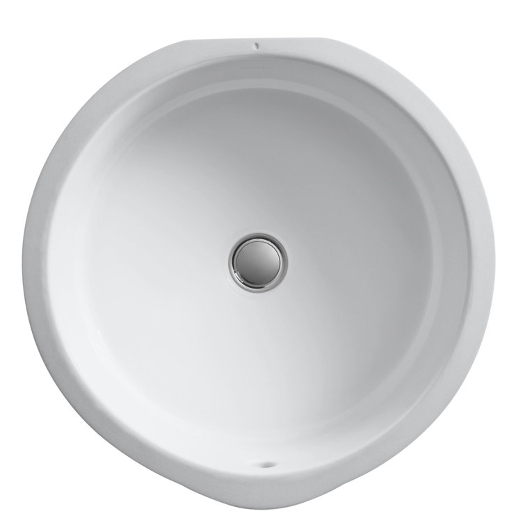 Verticyl White Ceramic Round Undermount Bathroom Sink