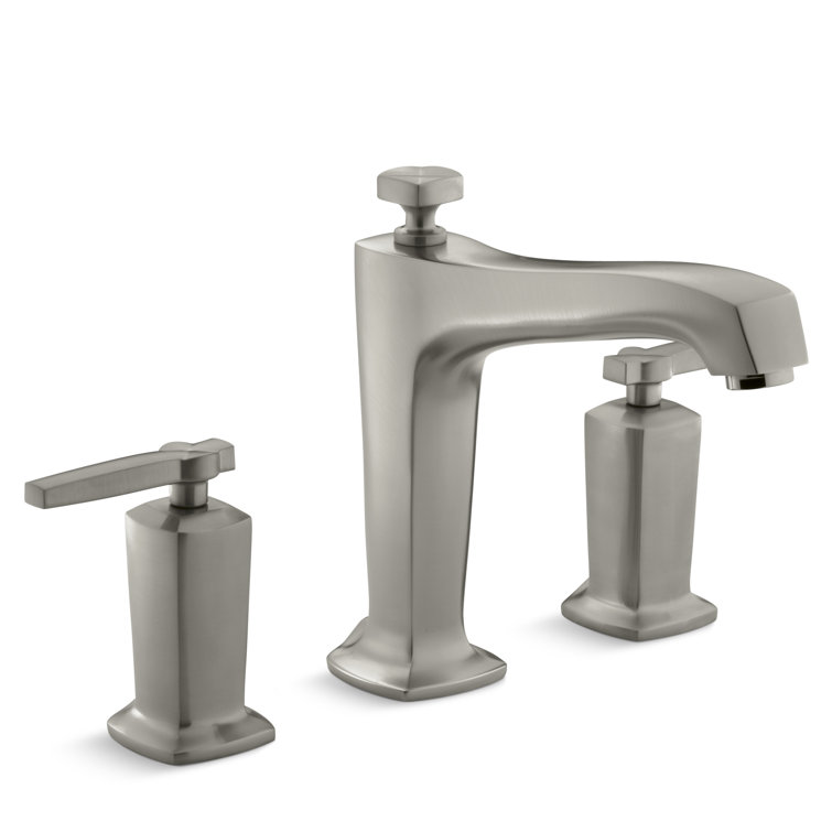 Margaux Minimalist Brushed Nickel Double Handle Tub Faucet Trim