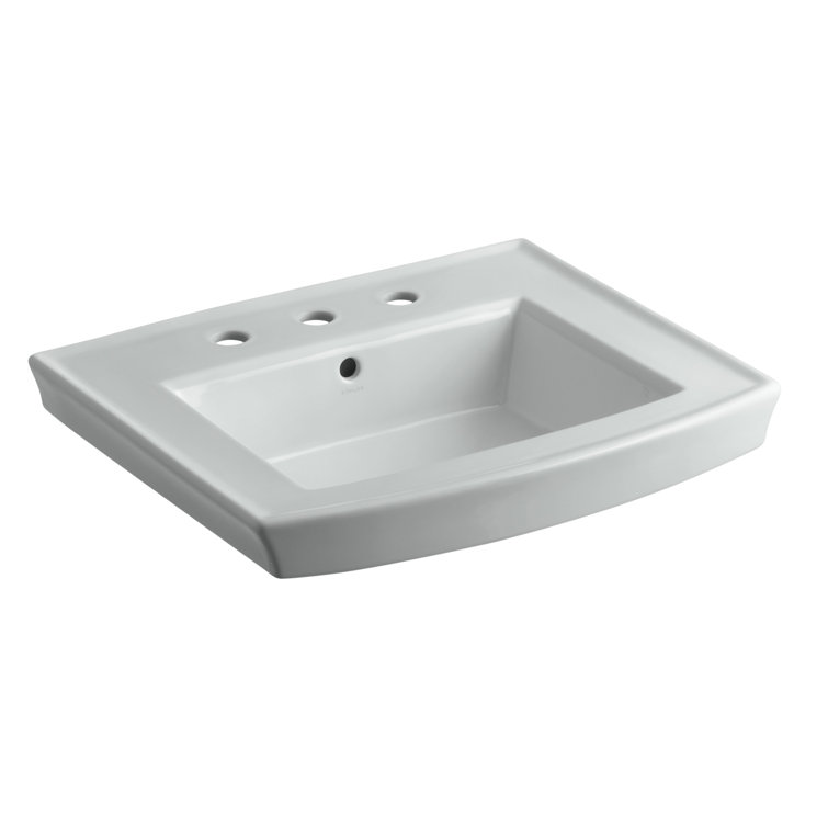 Ice Grey Rectangular Ceramic Pedestal Bathroom Sink