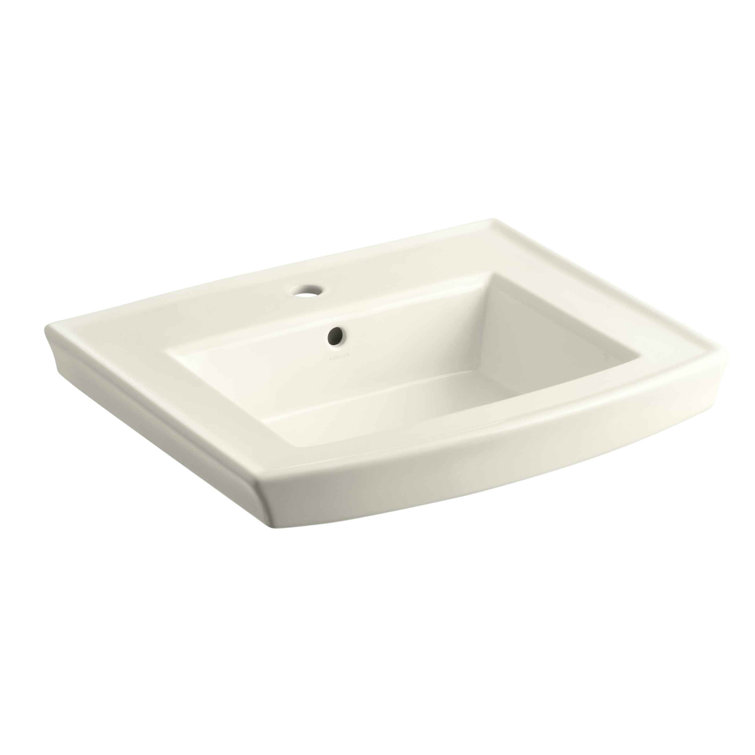 Archer Timeless 24" Rectangular Pedestal Sink in Biscuit Porcelain