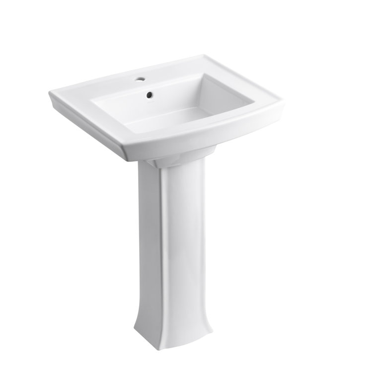 Archer Timeless 24" White Ceramic Rectangular Pedestal Sink