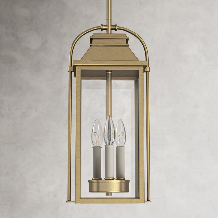 Distressed Brass and Glass Outdoor Hanging Lantern