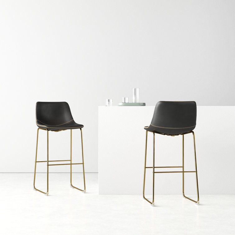 Vintage Flare Modern Touch Faux Leather Barstool with Gold Legs