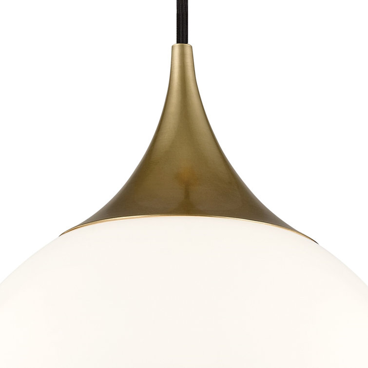Reese Aged Brass Globe Pendant with Opal Glass Shade