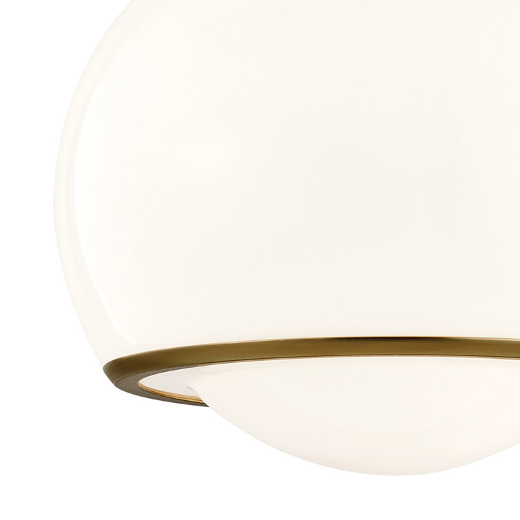 Reese Aged Brass Globe Pendant with Opal Glass Shade