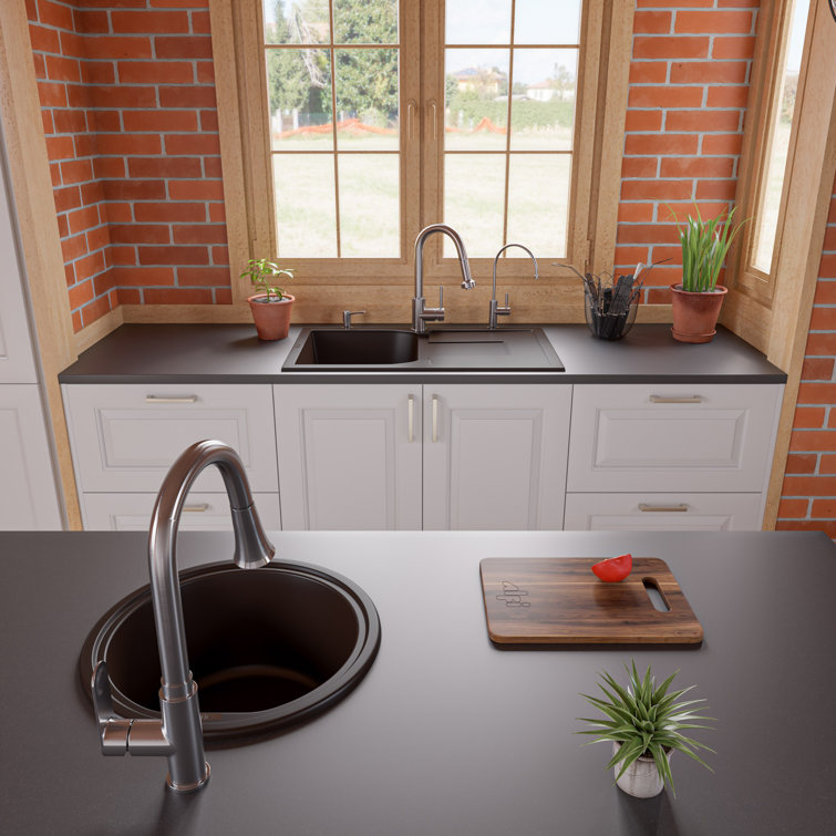 17'' Chocolate Round Granite Composite Kitchen Sink