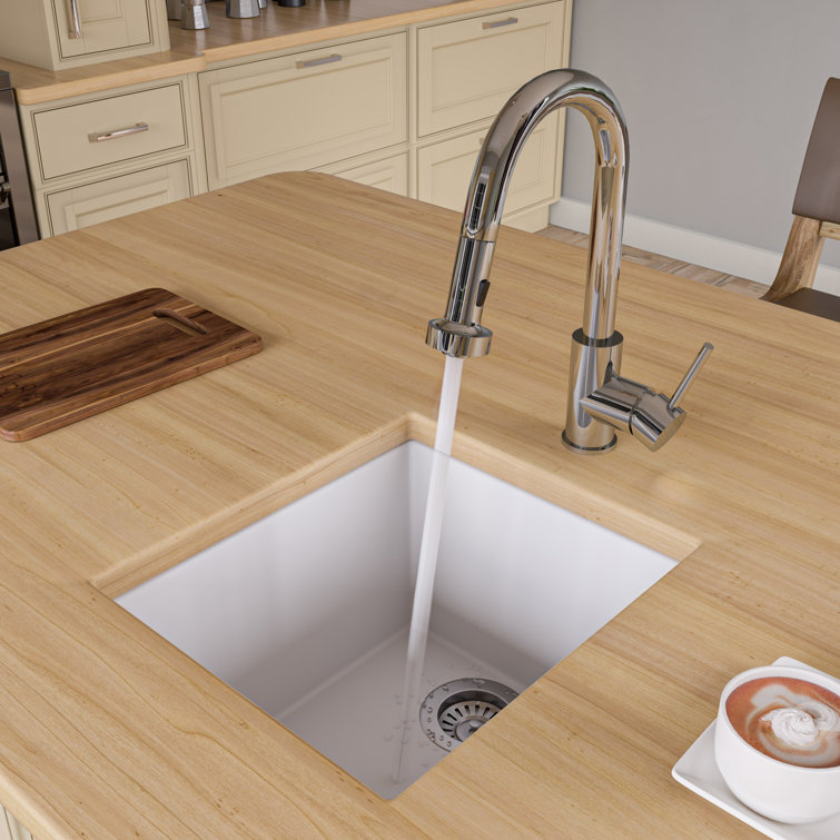 17" White Granite Composite Undermount Kitchen Sink