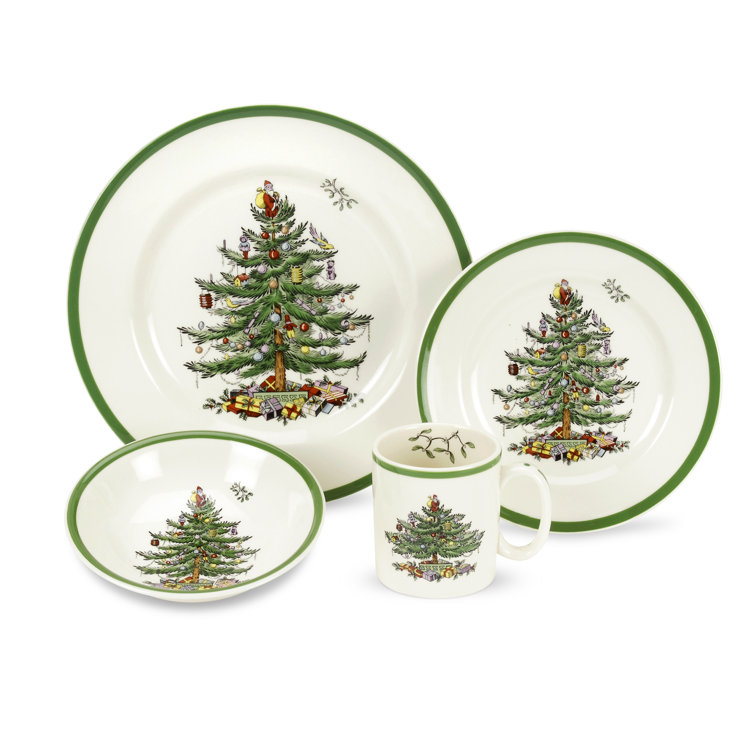 Spode Christmas Tree 4-Piece Earthenware Dinnerware Set