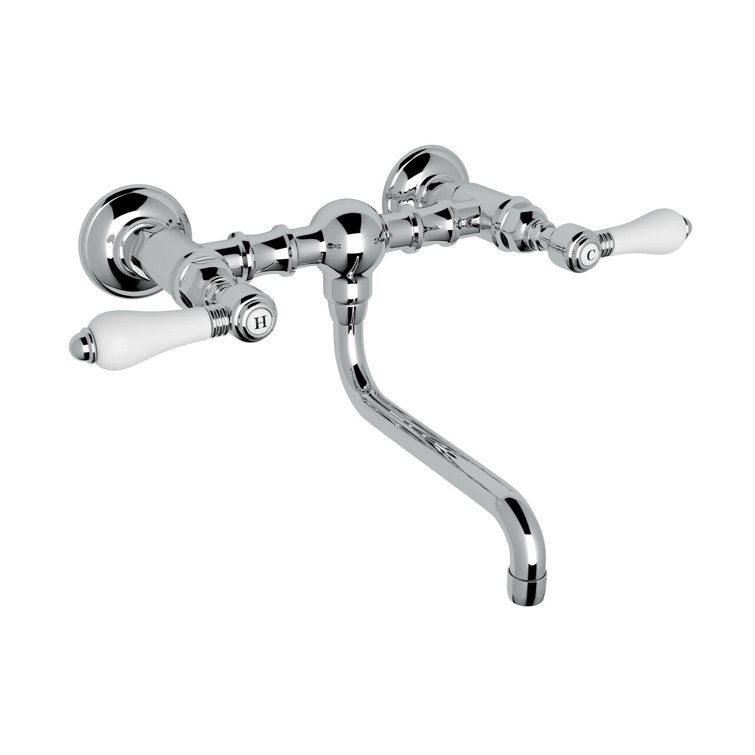 Polished Nickel Wall Mounted Classic Bathroom Faucet