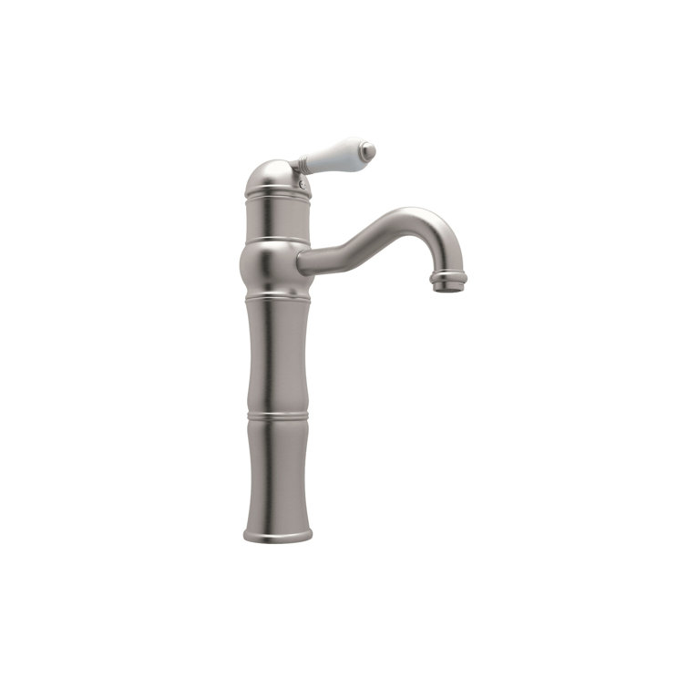 Elegant Polished Nickel Single Hole Vessel Faucet with Porcelain Handle