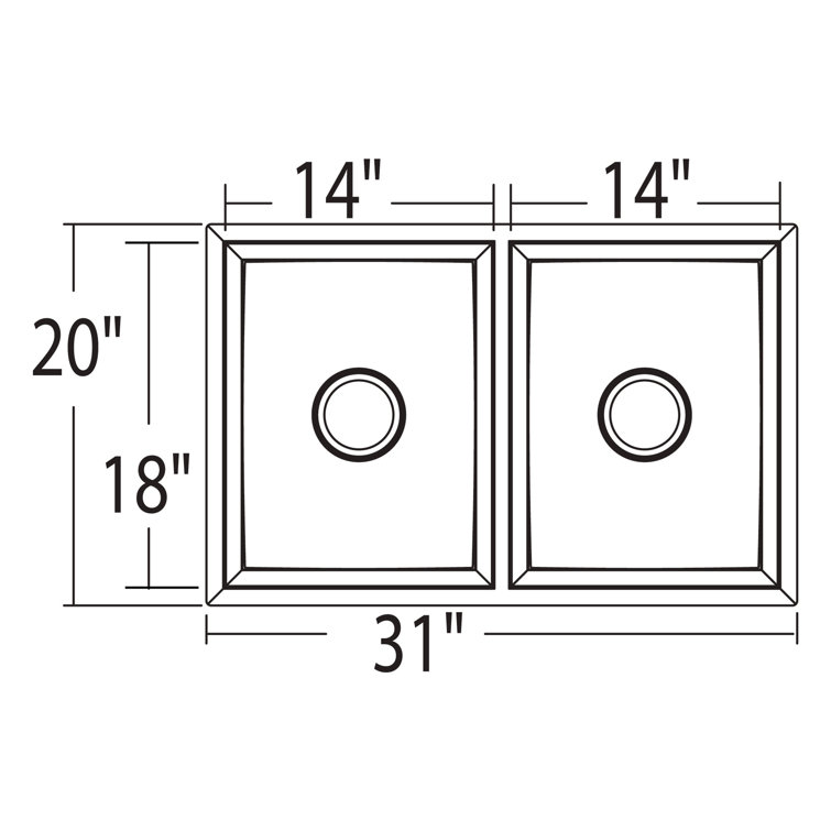 31-Inch Stainless Steel Undermount Double Bowl Kitchen Sink