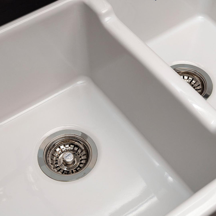 Lancaster 40" Double Bowl White Fireclay Farmhouse Sink