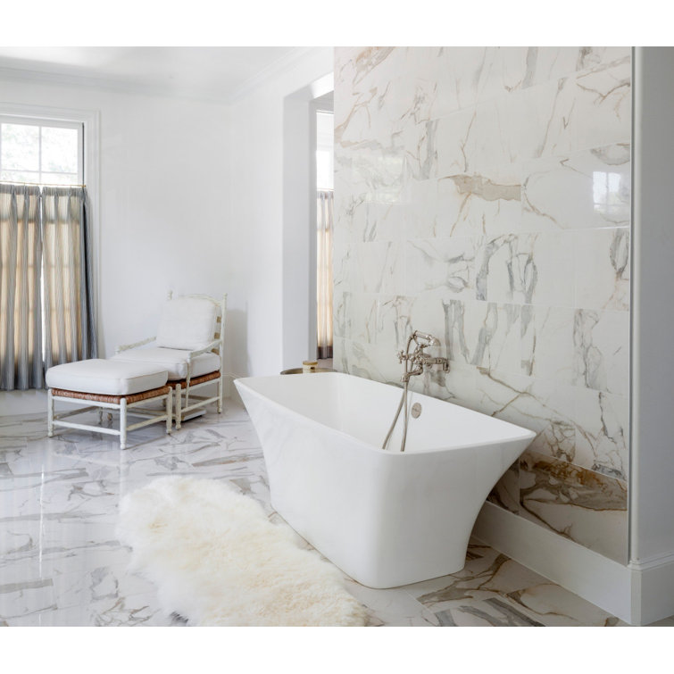Polished Nickel Wall Mounted Widespread Tub Faucet with Handshower