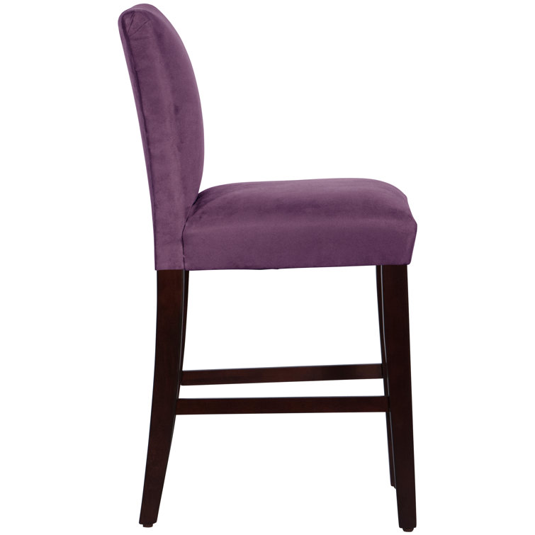 Classic Snow Boucle Upholstered Black Wood Counter Stool