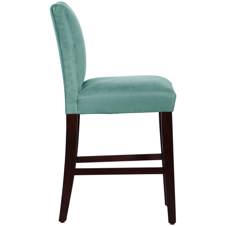 Classic Snow Boucle Upholstered Black Wood Counter Stool