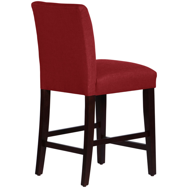 Classic Snow Boucle Upholstered Black Wood Counter Stool