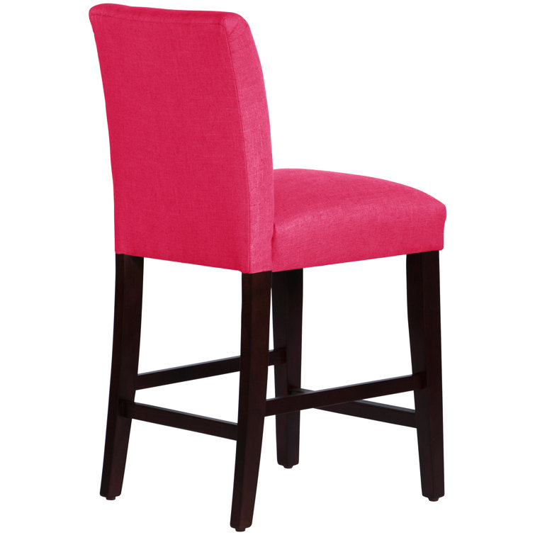 Classic Snow Boucle Upholstered Black Wood Counter Stool