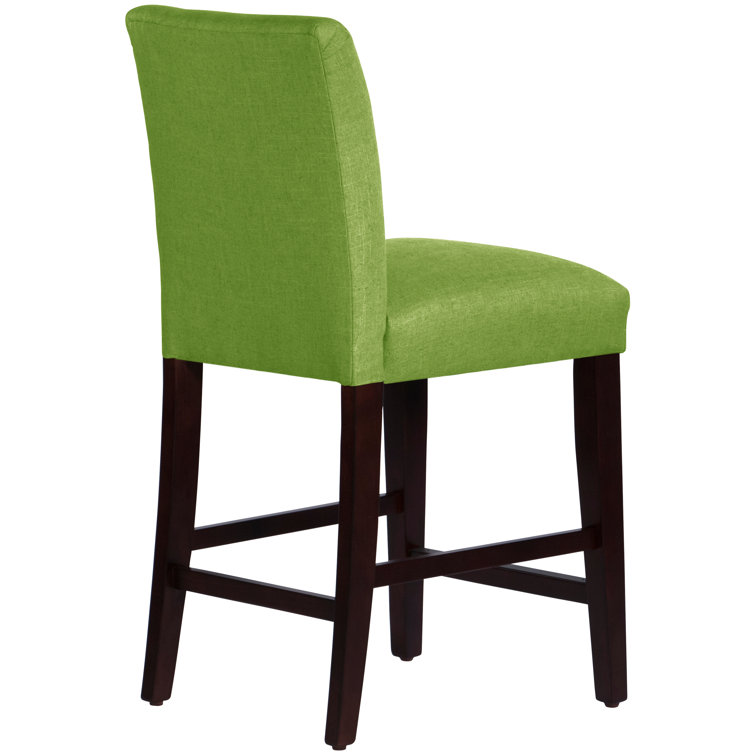 Classic Snow Boucle Upholstered Black Wood Counter Stool