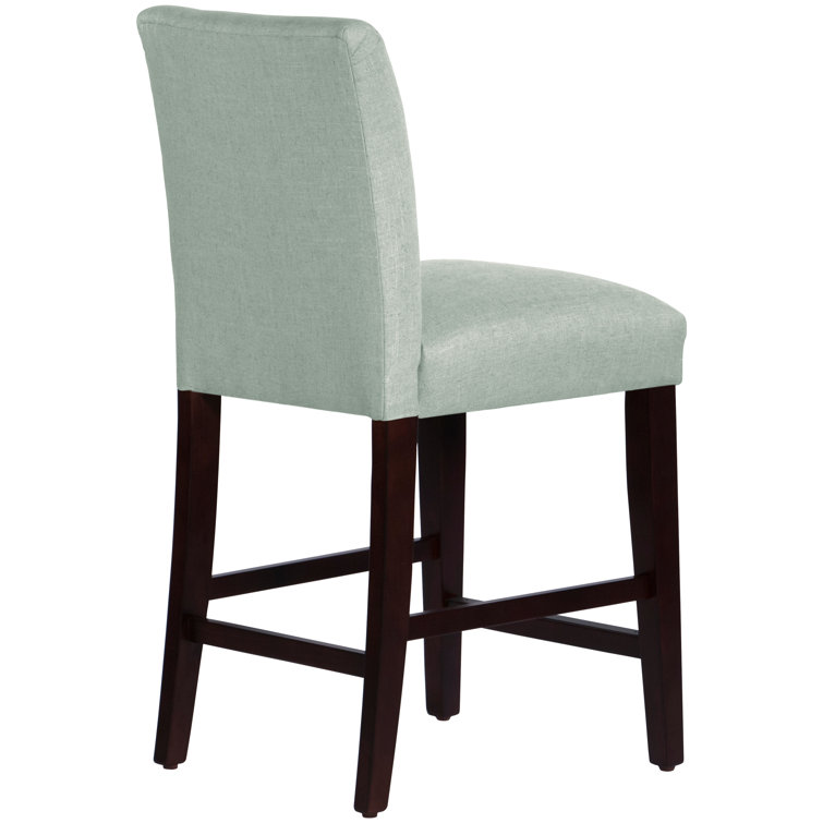 Classic Snow Boucle Upholstered Black Wood Counter Stool